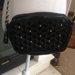 Iconic vintage black pleather cross body bag